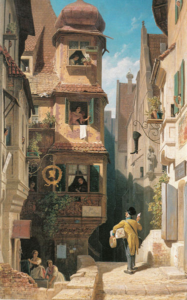 Carl Spitzweg Der Briefbote im Rosenthal